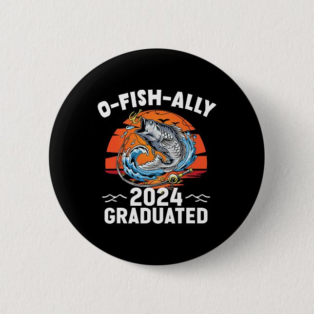 Retro O-fish-ally 2024 Graduated Senior Studenten Knapp (Framsida)