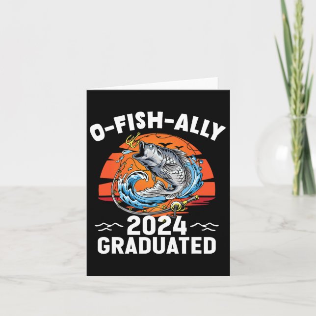 Retro O-fish-ally 2024 Graduated Senior Studenten Kort (Framsida)