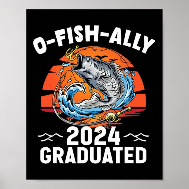 Retro O-fish-ally 2024 Graduated Senior Studenten Poster (Framsidan)