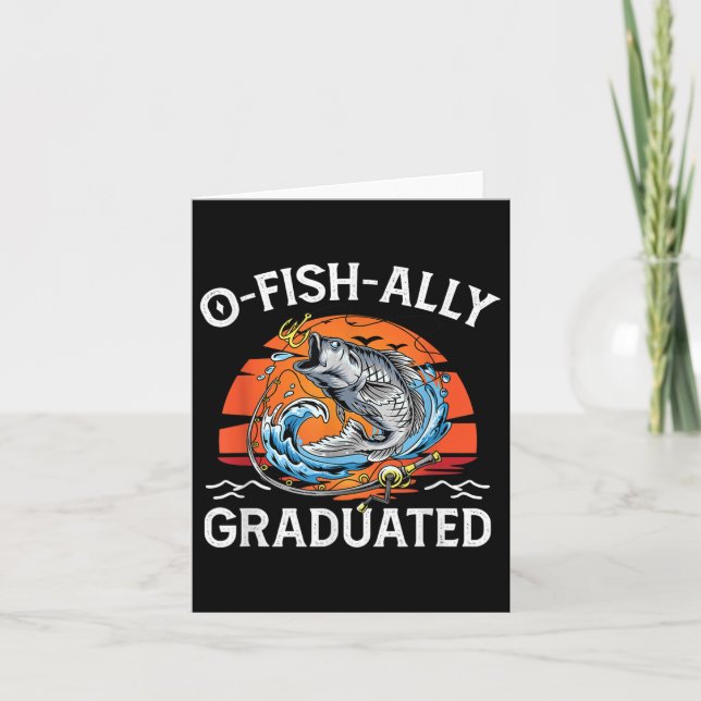 Retro-o-fish-ally Graduated Senior Studenten Fish Kort (Framsida)