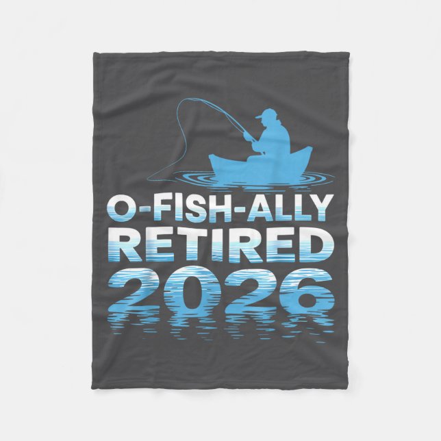 Retro O-fish-ally Retired 2026 Fisherman Fishing R Fleecefilt (Framsidan)