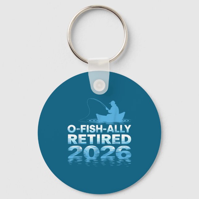 Retro O-fish-ally Retired 2026 Fisherman Fishing R Nyckelring (Framsida)