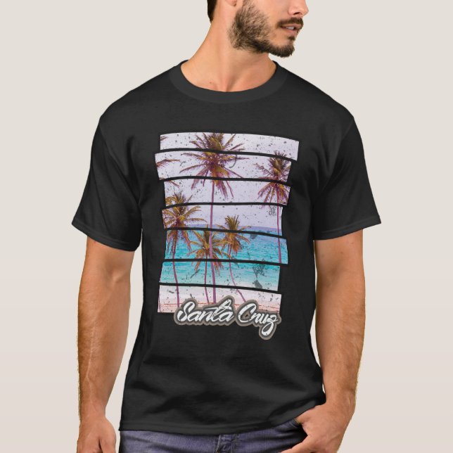 Retro ö för Santa Cruz strandKalifornien T Shirt (Framsida)