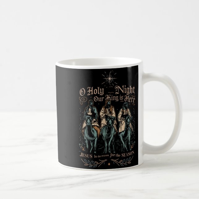 Retro O Holy Night Our King Is Here Christian Reli Kaffemugg (Höger)