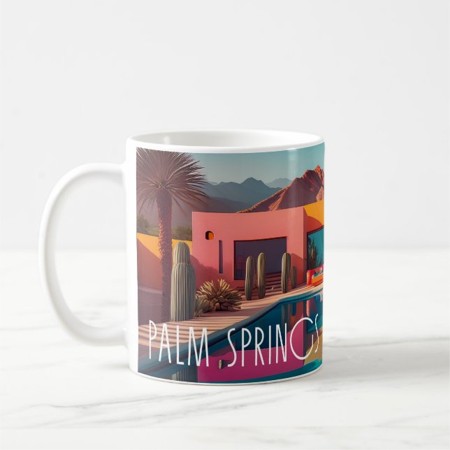 Retro Oasis – Palm Springs Kaffe Mugg (Vänster)