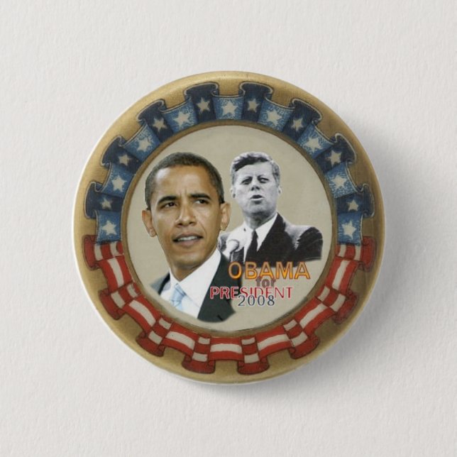 Retro Obama/JFK knäppas Knapp (Framsida)