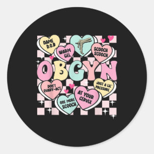 Retro Obgyn Candy Heart Valentiness Labor& Del Runt Klistermärke