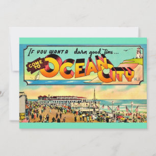 Retro Ocean City NJ Hälsningar Big 5x7 vykort