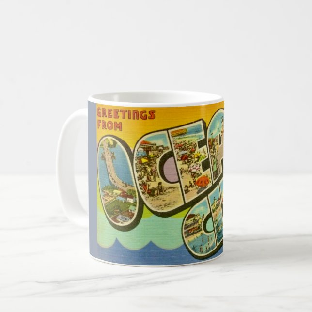 Retro Ocean City NJ Kaffemugg (Framsida vänster)