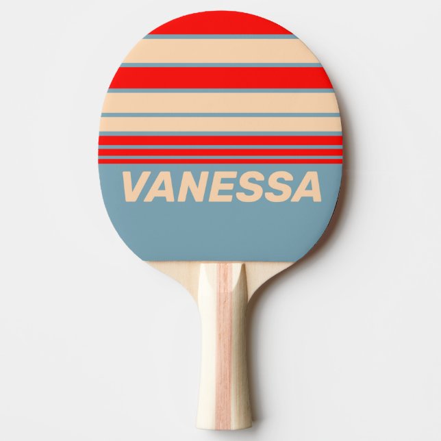 Retro Ocean Horisontell Randig med Namn Pingisracket (Framsidan)