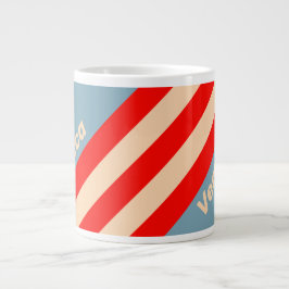 Retro Ocean Horisontella Ränder med Namn Jumbo Mugg