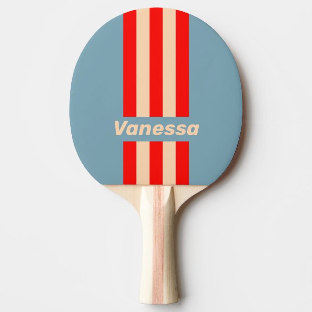 Retro Ocean Horizon Randiga med namn Pingisracket (Framsidan)