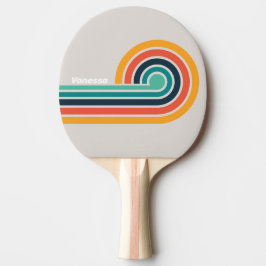 Retro Ocean Rainbow Curl-ränder med namn Pingisracket