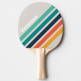 Retro Ocean Rainbow Sneda Ränder med Namn Pingisracket