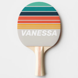 Retro Ocean Regnbåge Horisont Randig med namn Pingisracket