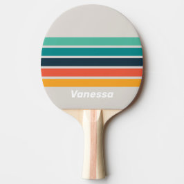 Retro Ocean Regnbåge Tvärgående Randig med Namn Pingisracket