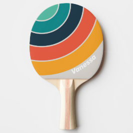 Retro Ocean Regnbågscirkelrand med namn Pingisracket