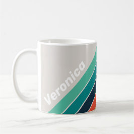 Retro Ocean Regnbågsrandig med namn Kaffemugg