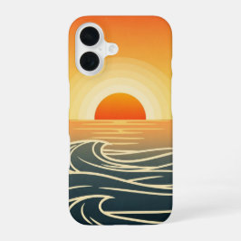 Retro Ocean Sunset Waves