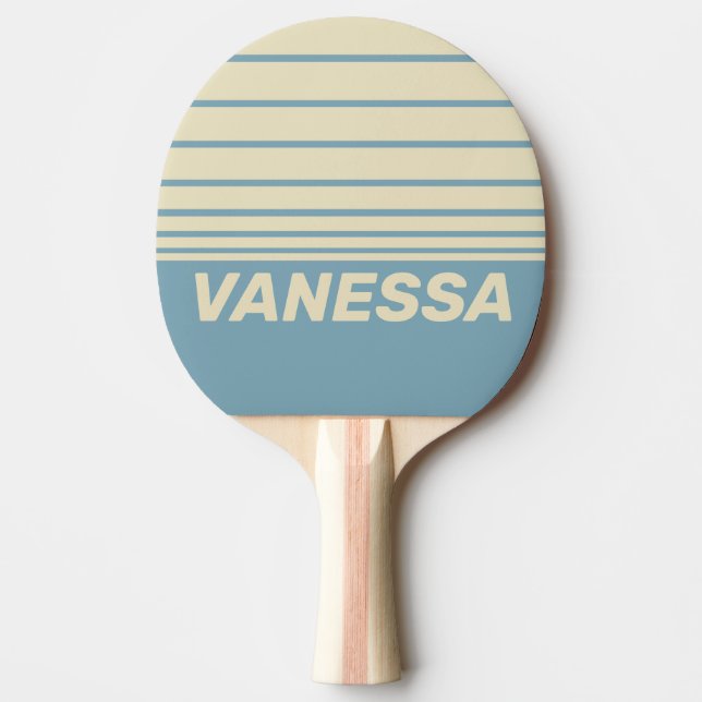 Retro Ocean Tre Horisontell Randig med Namn Pingisracket (Framsidan)