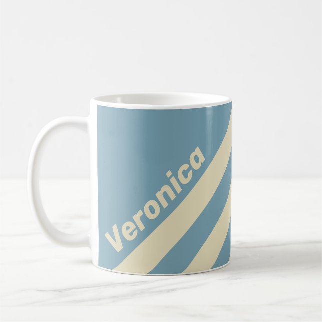 Retro Ocean Tre Ränder med Namn Kaffemugg (Vänster)