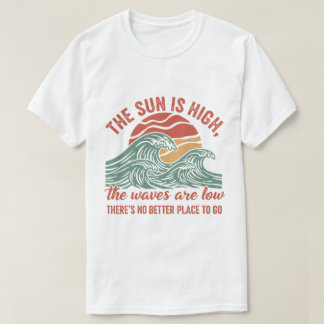 Retro Ocean Vågar Sunset Graphic T Shirt