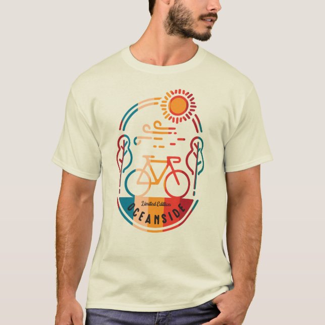 Retro Oceanside Bike Trail T Shirt (Framsida)