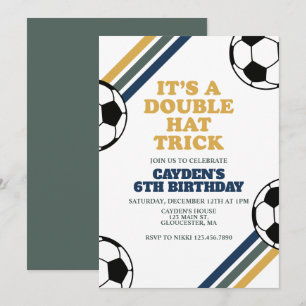 Retro Ocer Dubbla Hat Trick 6e Birthday Inbjudningar