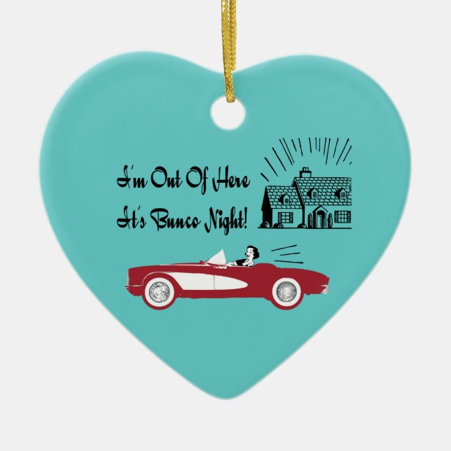 Retro och vintageBunco röd cabriolet Julgransprydnad Keramik (Framsidan)