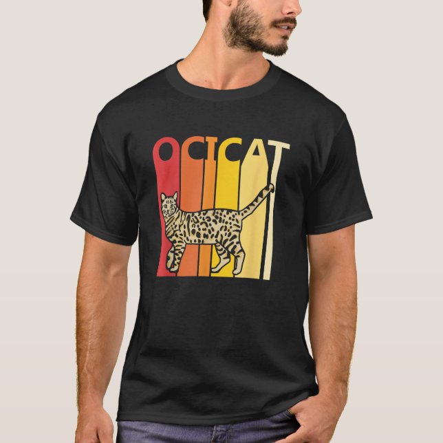 Retro Ocicat Cat rasar Owner Gift T Shirt (Framsida)