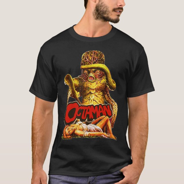 Retro Octaman Cult Classic Horror Monster Fläkt Ar T Shirt (Framsida)