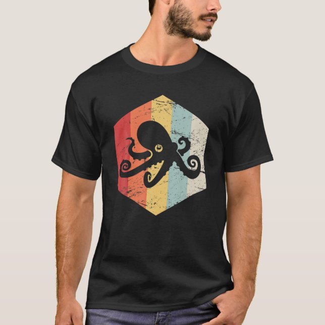 Retro Octopus Sea Creature T Shirt (Framsida)