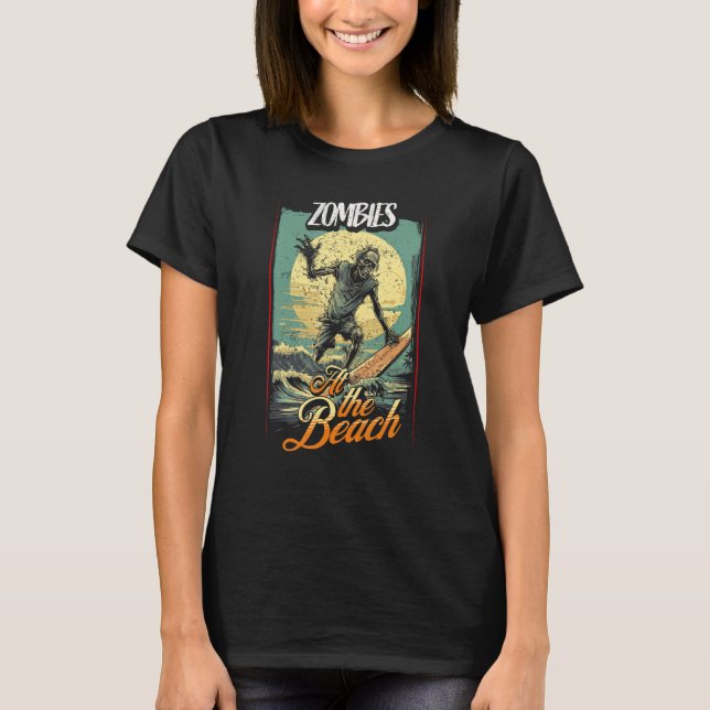 Retro Odöd Skräck  Zombies på stranden  Sol  So T Shirt (Framsida)