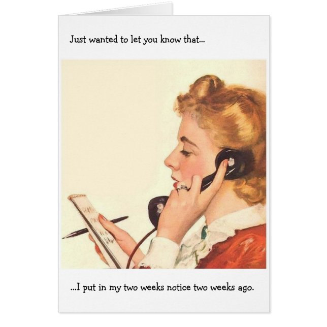 Retro Office - två veckors meddelande, Hälsningskort (Framsidan)