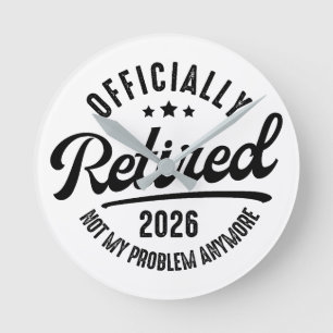 Retro Officiellt Pensionerad 2026 Rolig Pension Rund Klocka