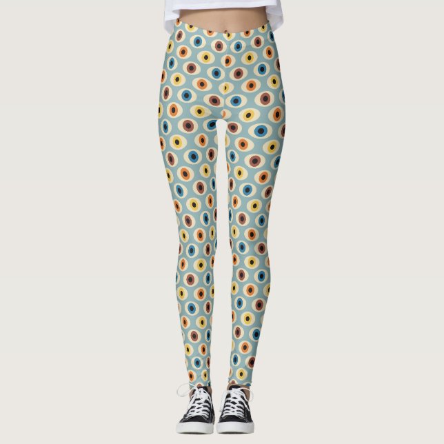 Retro Öga Mönster Leggings (Framsida)