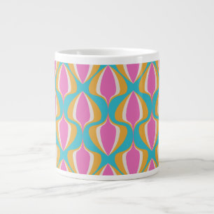 Retro Ogee Blå Orange Rosa Jumbo Mugg