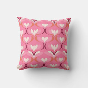 Retro Ogee rosa orange hearts Kudde