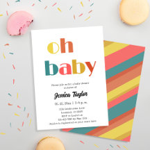 Retro Oh Baby Baby Shower-inbjudan