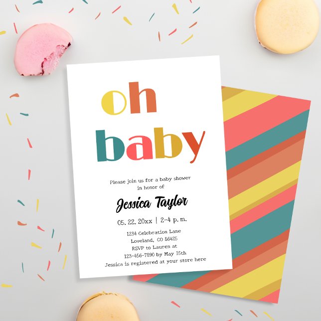 Retro Oh Baby Baby Shower-inbjudan Inbjudningar (Skapare uppladdad)