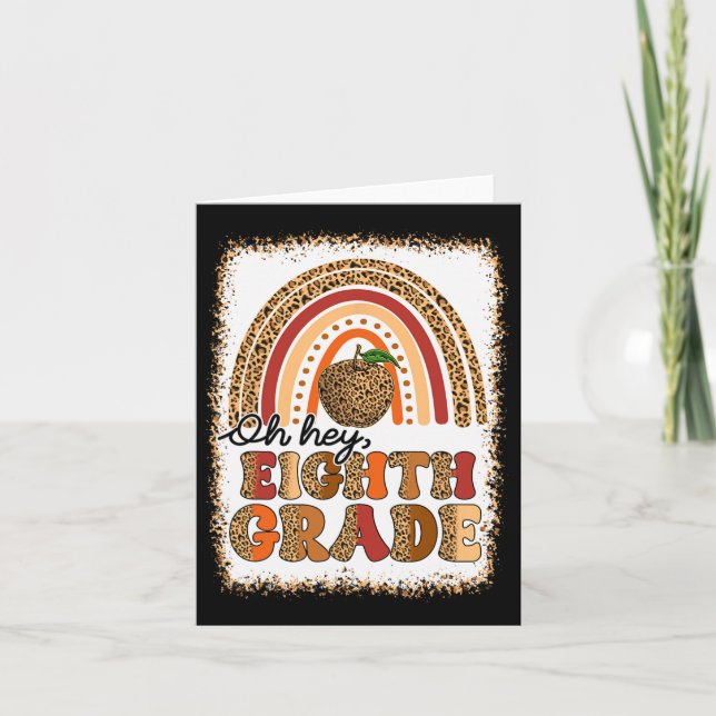 Retro Oh Hej Åttonde Klass Boho Regnbåge Första Sk Kort (Framsida)