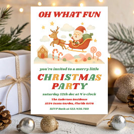 Retro Oh What Fun Editable Christmas Party Inbjudningar