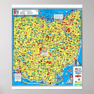 Retro Ohio avdelning 1966 av huvudvägkartan Poster