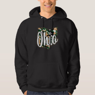 Retro Ohio-text Trendig stat Ohioan grön kamouflag Hoodie