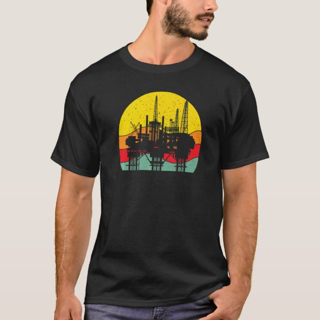 Retro Oil Well Pumpjack Oil Rig Oilman Oilfield Wo T Shirt (Framsida)