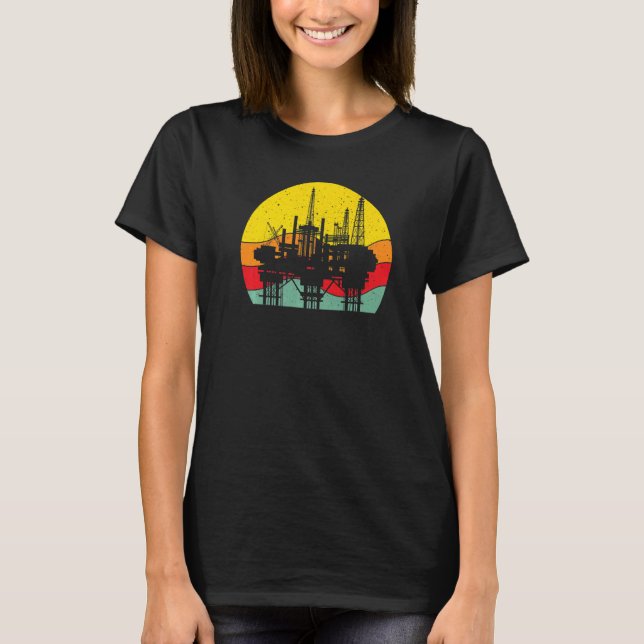 Retro Oil Well Pumpjack Oil Rig Oilman Oilfield Wo T Shirt (Framsida)