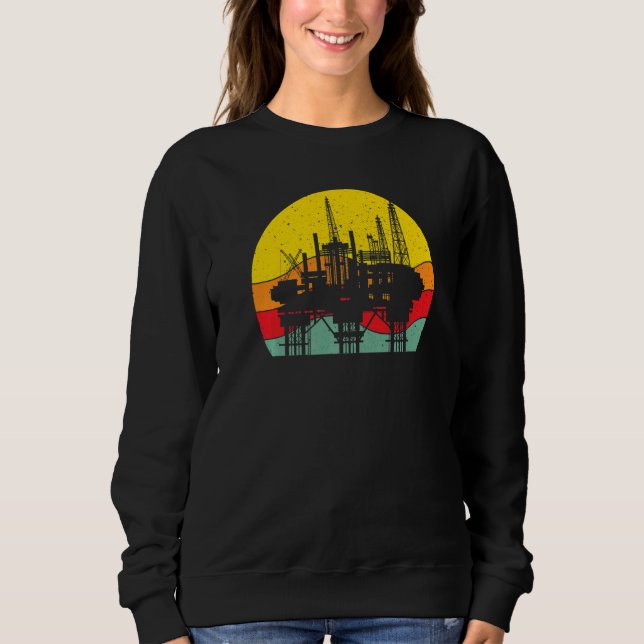 Retro Oil Well Pumpjack Oil Rig Oilman Oilfield Wo T Shirt (Framsida)