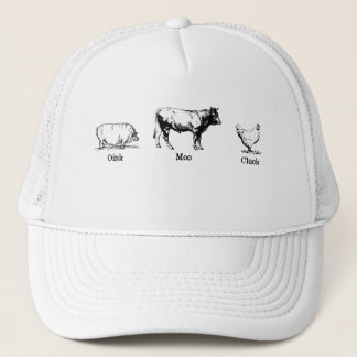 Retro Oink Moo Cluck Gris Cow Chicken Keps