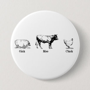 Retro Oink Moo Cluck Gris Cow Chicken Knapp