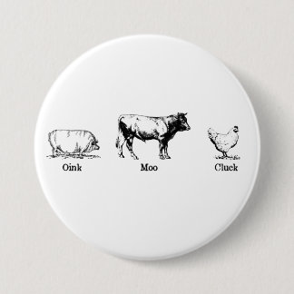 Retro Oink Moo Cluck Gris Cow Chicken Knapp